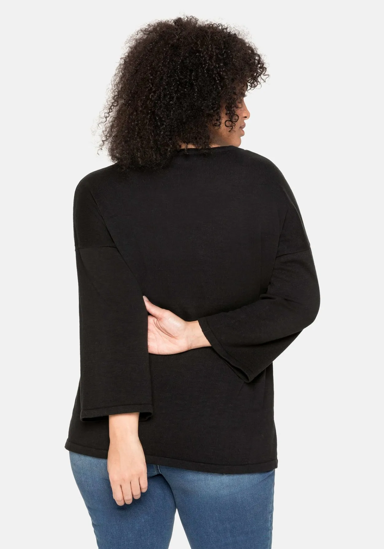 Pullover mit 7/8-Trompetenärmeln, aus Flammgarn<sheego Discount