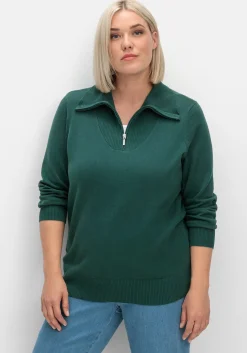 Pullover mit Troyerkragen und Reißverschluss<sheego Fashion