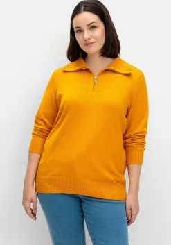 Pullover mit Troyerkragen und Reißverschluss<sheego New