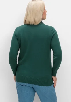 Pullover mit Troyerkragen und Reißverschluss<sheego Fashion