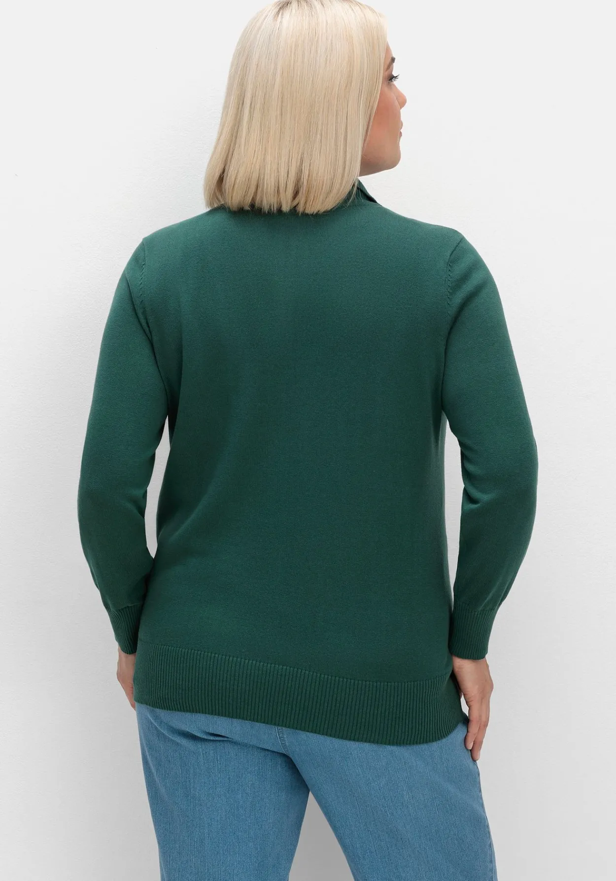 Pullover mit Troyerkragen und Reißverschluss<sheego Fashion