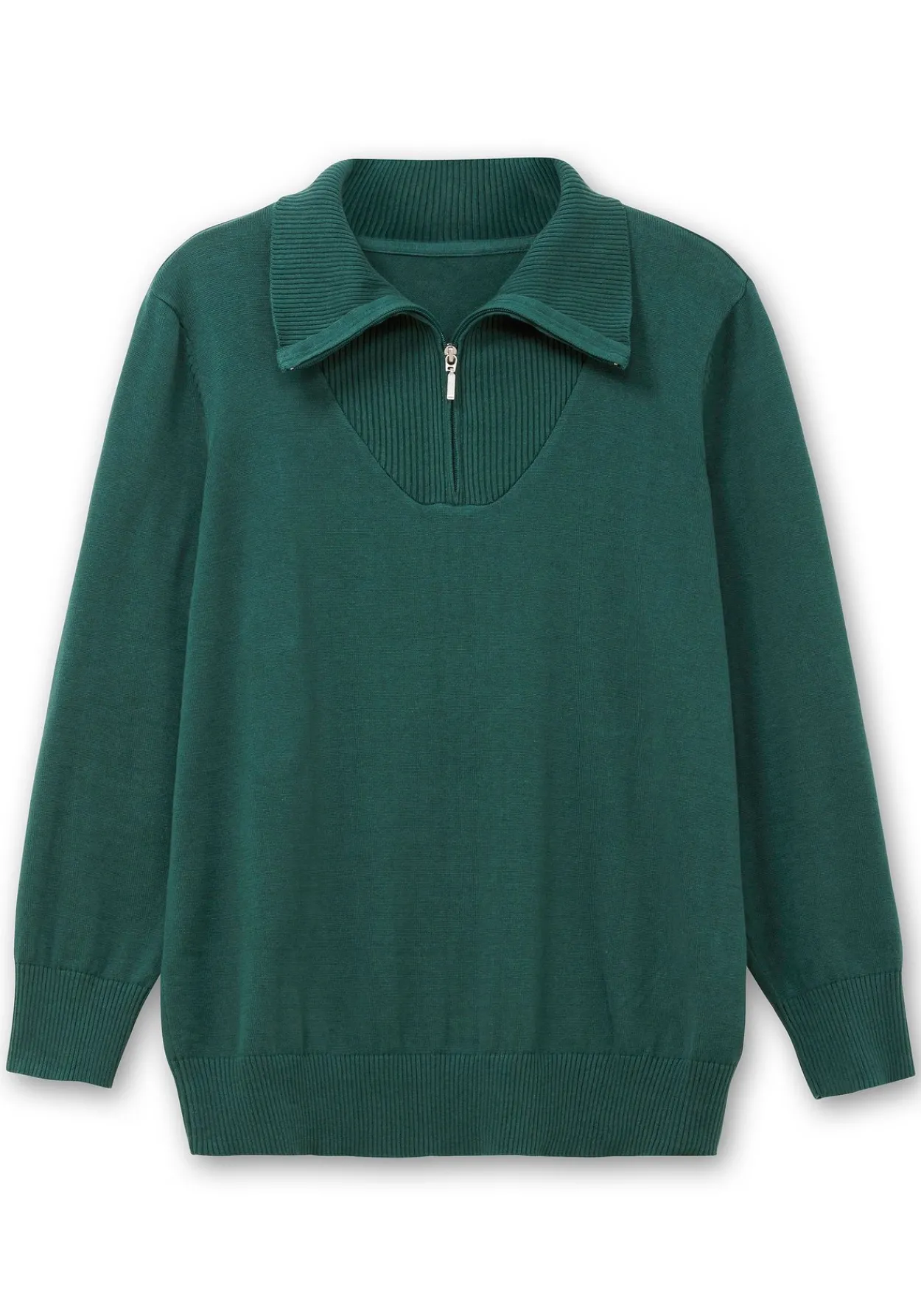 Pullover mit Troyerkragen und Reißverschluss<sheego Fashion
