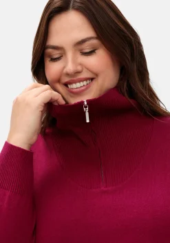 Pullover mit Troyerkragen und Reißverschluss<sheego Online