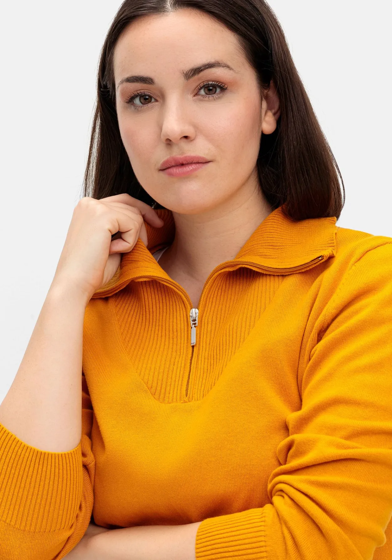 Pullover mit Troyerkragen und Reißverschluss<sheego New