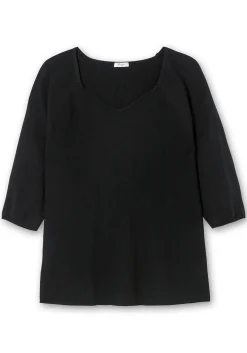 Pullover mit V-Ausschnitt, in Rippstruktur<sheego Fashion