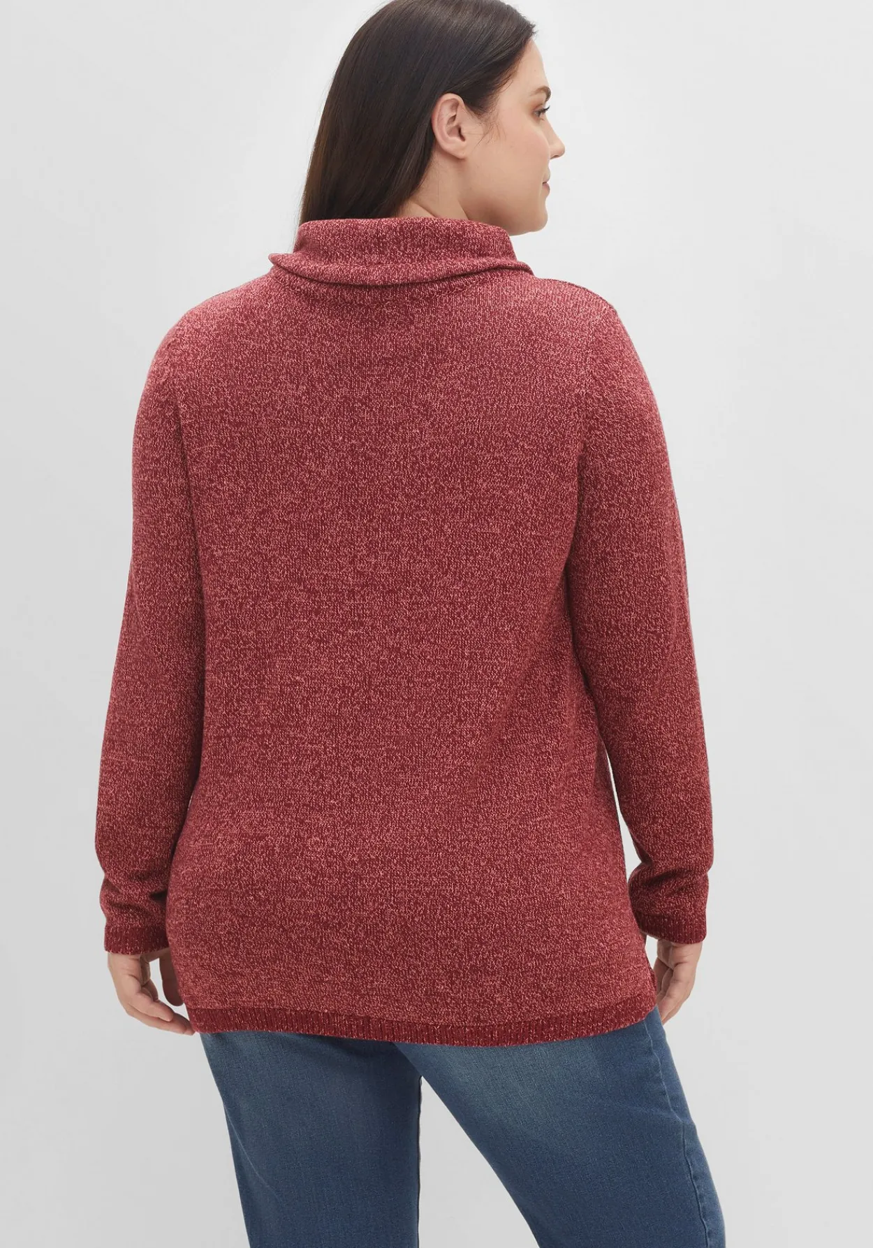 Pullover mit weitem Kragen, in melierter Optik<sheego Fashion