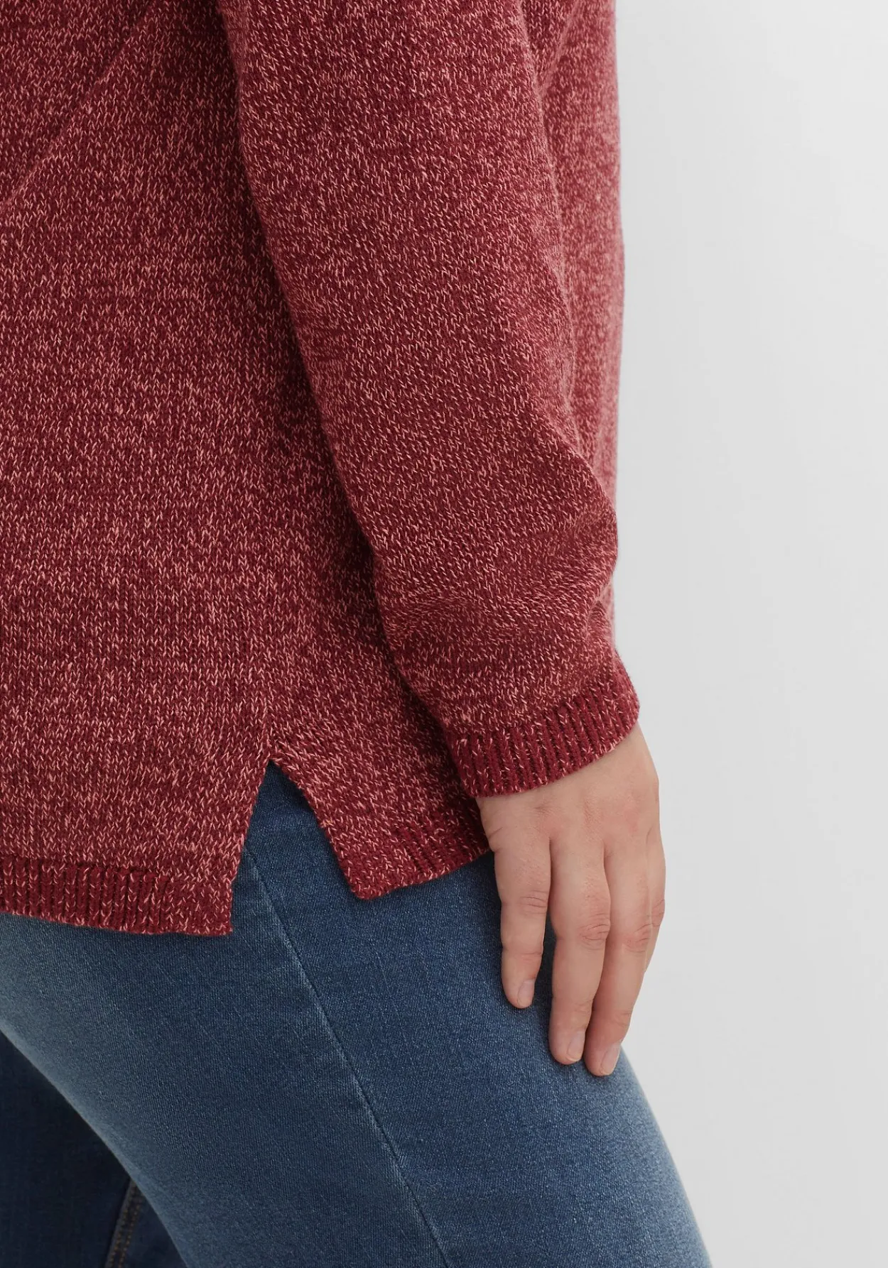 Pullover mit weitem Kragen, in melierter Optik<sheego Fashion