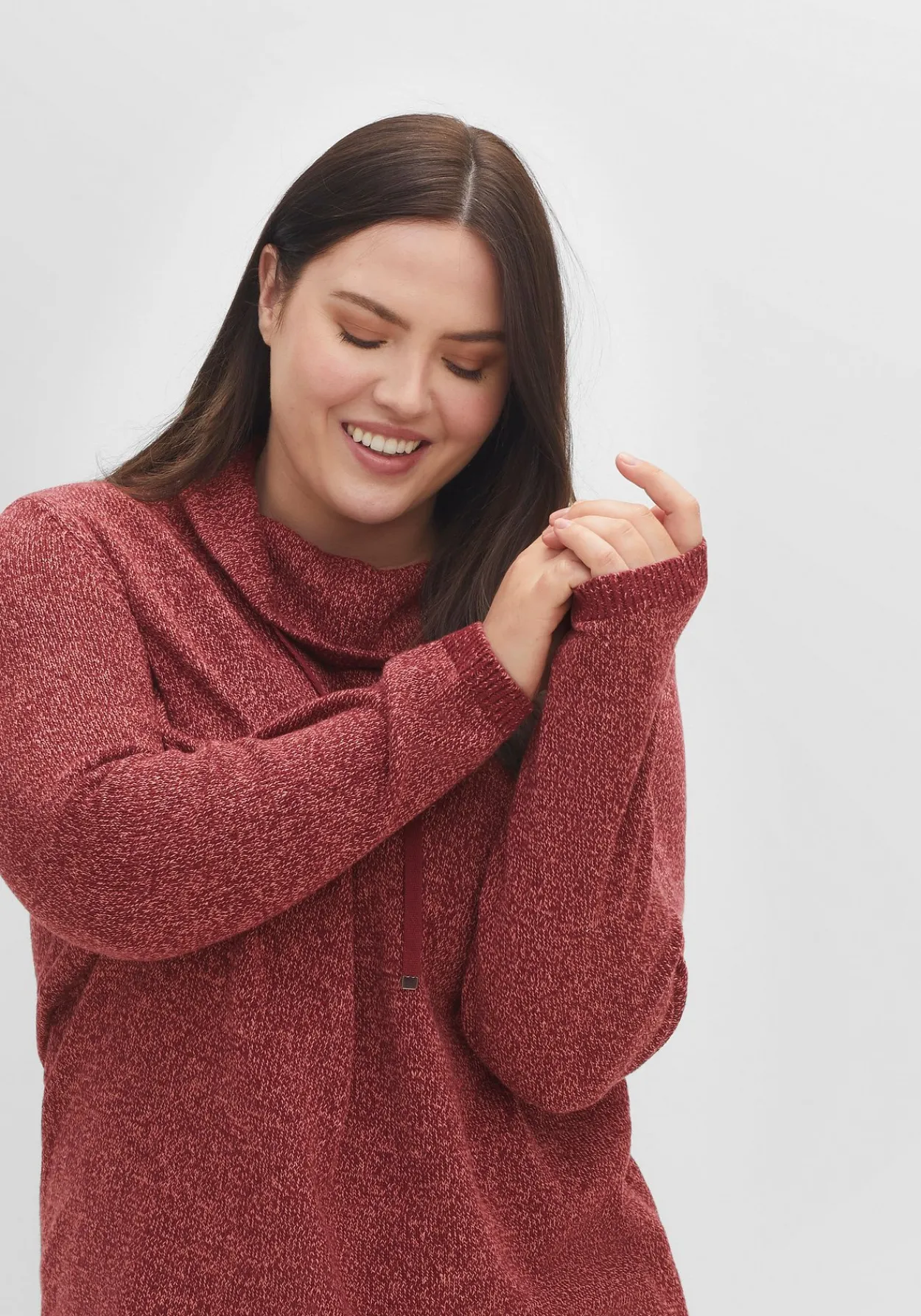 Pullover mit weitem Kragen, in melierter Optik<sheego Fashion