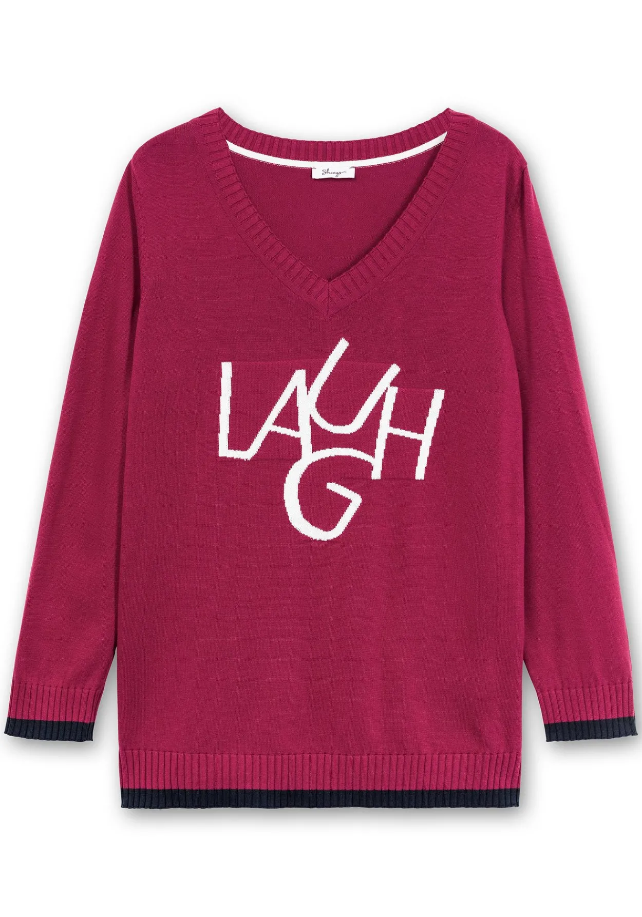Pullover mit Wording im Intarsienstrick<sheego Online