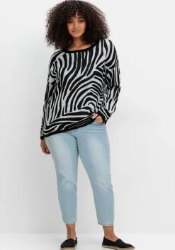 Pullover mit Zebramuster und Kontrastdetails<sheego Outlet