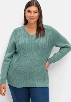 Pullover mit Zopfstrickmuster im Vorderteil<sheego Online