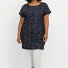 Relax-Shirtkleid mit Alloverdruck und breitem Saum<sheego Online