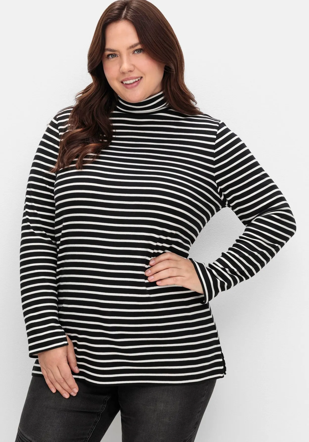 Ringelshirt mit Rollkragen, in Rippqualität<sheego New
