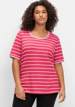 Ringelshirt mit verlängertem Halbarm<sheego Hot