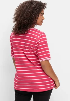 Ringelshirt mit verlängertem Halbarm<sheego Hot