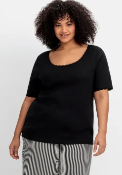 Rippshirt im Ajourmuster, mit Spitzendetails<sheego Hot