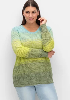 Rippstrickpullover mit Rundhals und Farbverlauf<sheego Online
