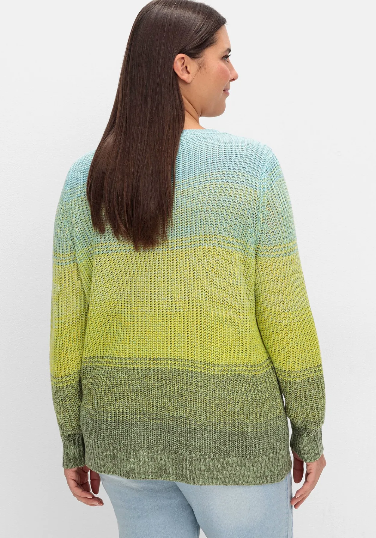 Rippstrickpullover mit Rundhals und Farbverlauf<sheego Online