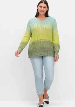 Rippstrickpullover mit Rundhals und Farbverlauf<sheego Online