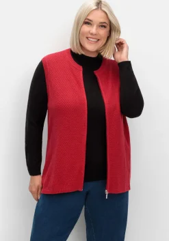 Ärmellose Strickweste mit Reißverschluss<sheego Discount