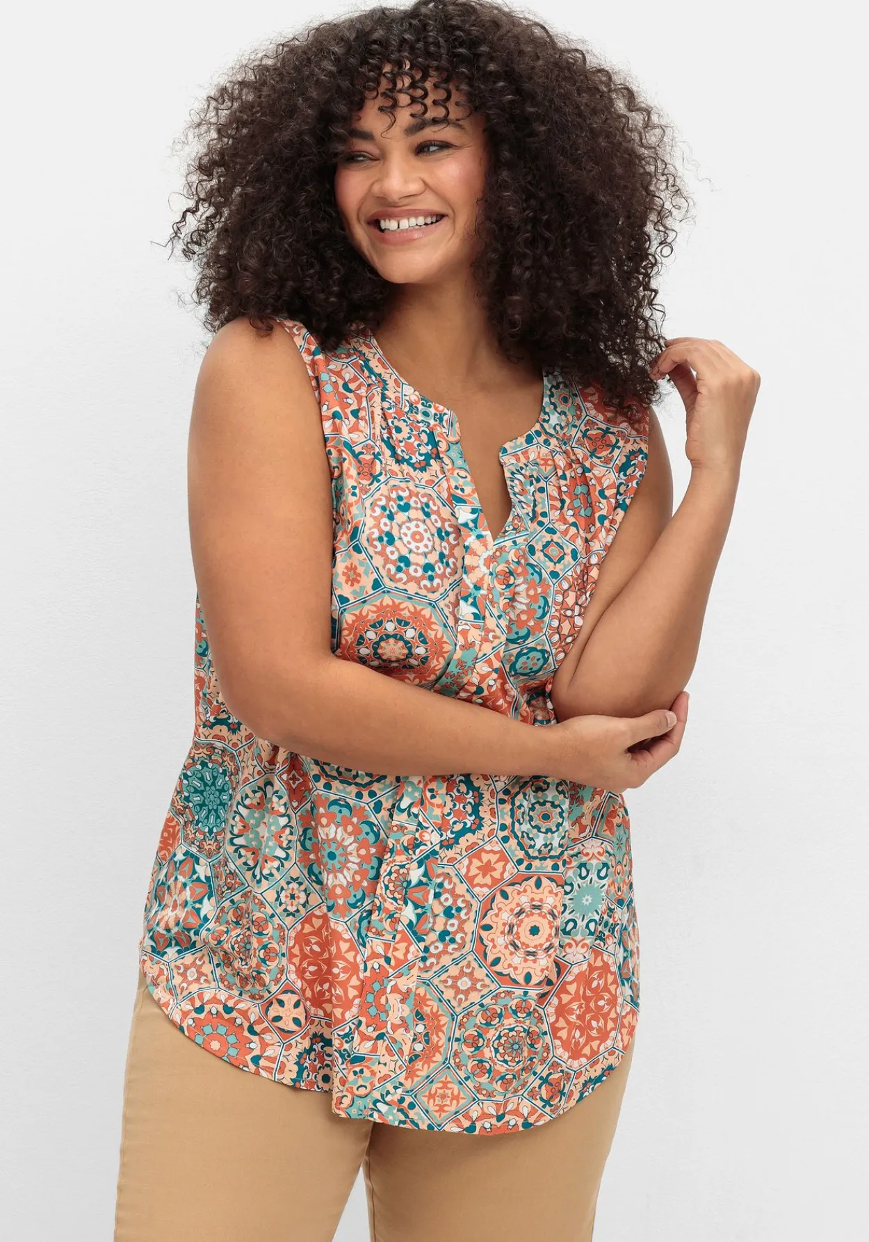 Ärmelloses Blusentop mit Mandala-Print<sheego Discount