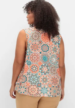 Ärmelloses Blusentop mit Mandala-Print<sheego Discount