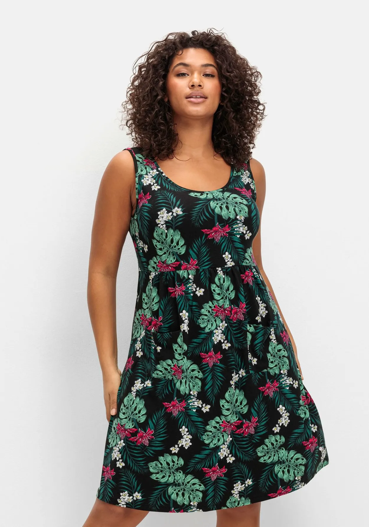 Ärmelloses Jerseykleid mit Fronttaschen<sheego Clearance