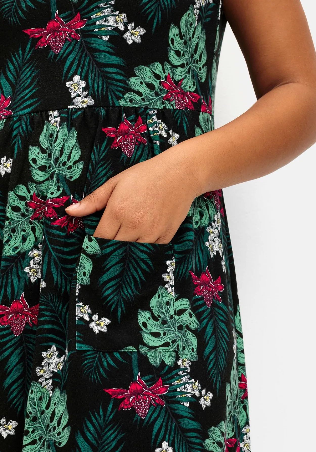 Ärmelloses Jerseykleid mit Fronttaschen<sheego Clearance