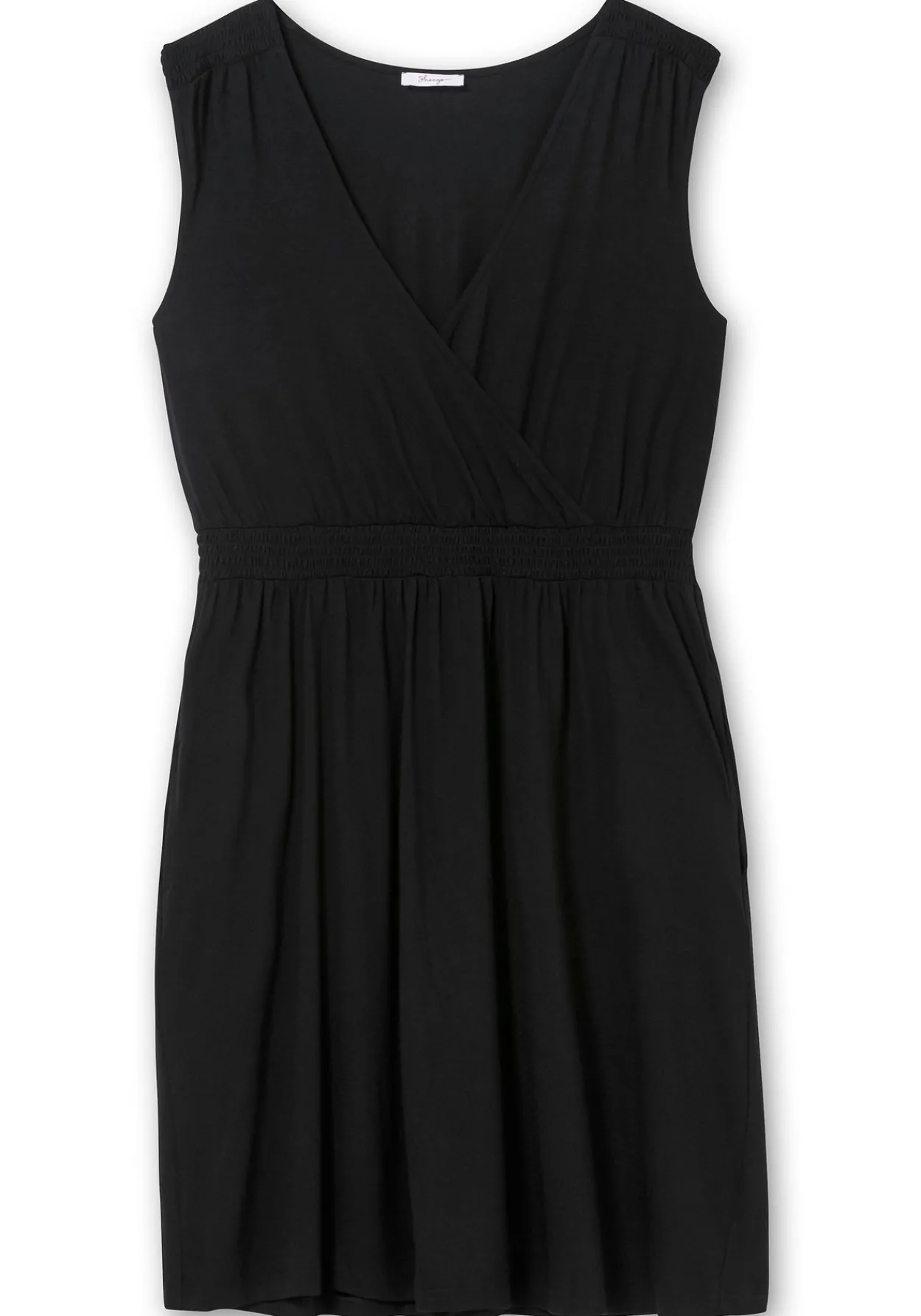 Ärmelloses Kleid in Wickeloptik mit gesmokten Details<sheego Discount