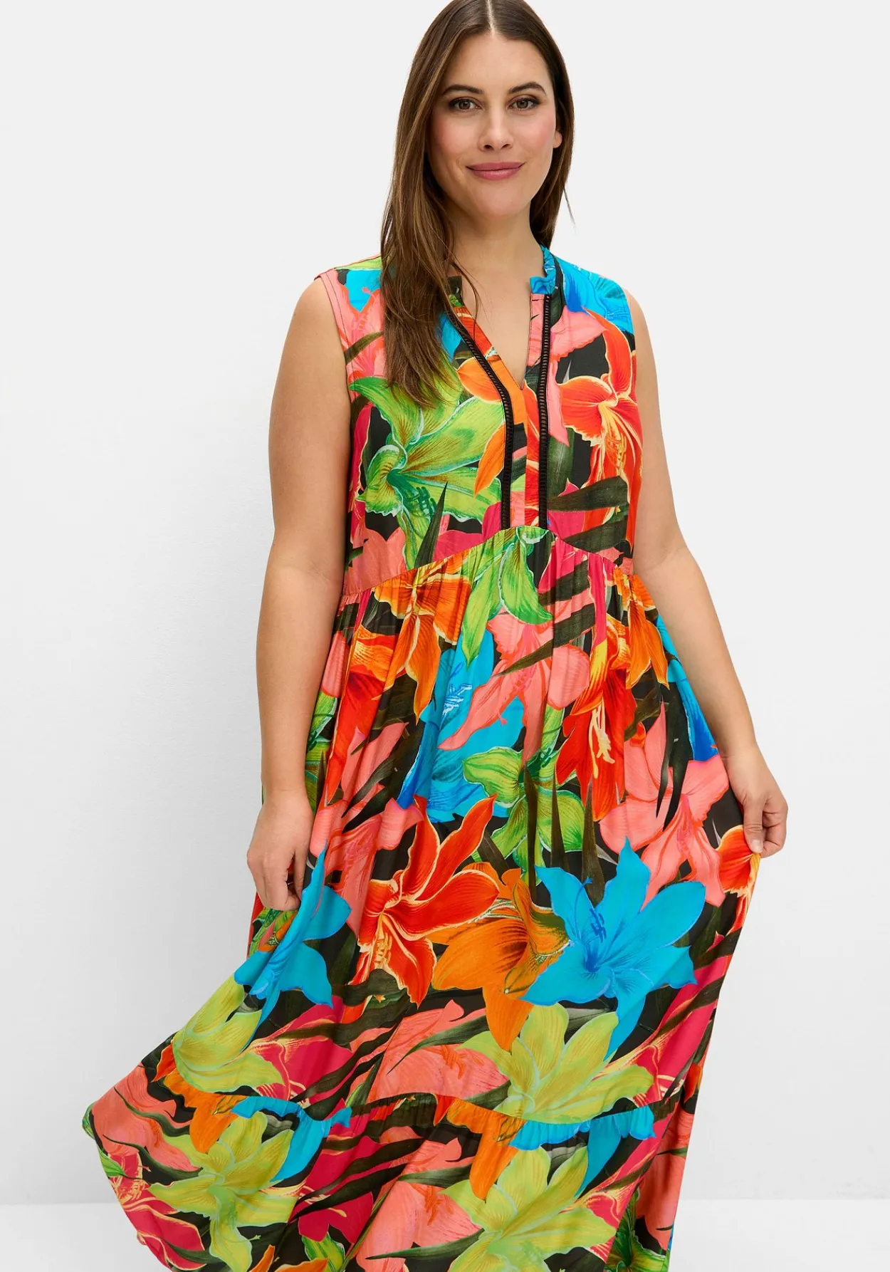 Ärmelloses Maxikleid mit Blumenprint<sheego Sale