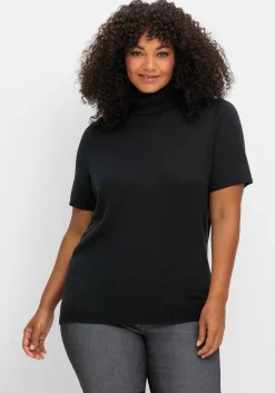 Rollkragenpullover mit kurzen Armen, in figurnaher Form<sheego Hot