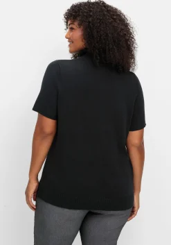 Rollkragenpullover mit kurzen Armen, in figurnaher Form<sheego Hot