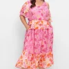 Rüschenkleid mit Cut-out und Volants in Kontrast<sheego loves miss goodlife New