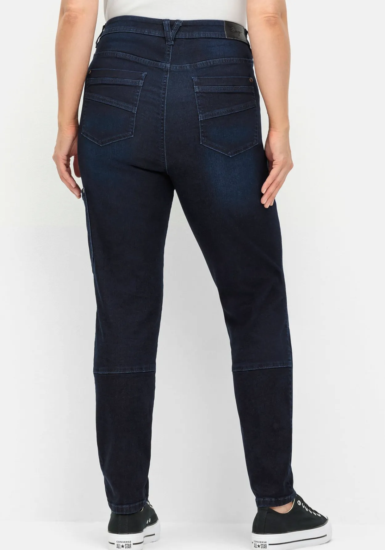 Schmale Cargo-Jeans mit Tasche seitlich am Bein<sheego New