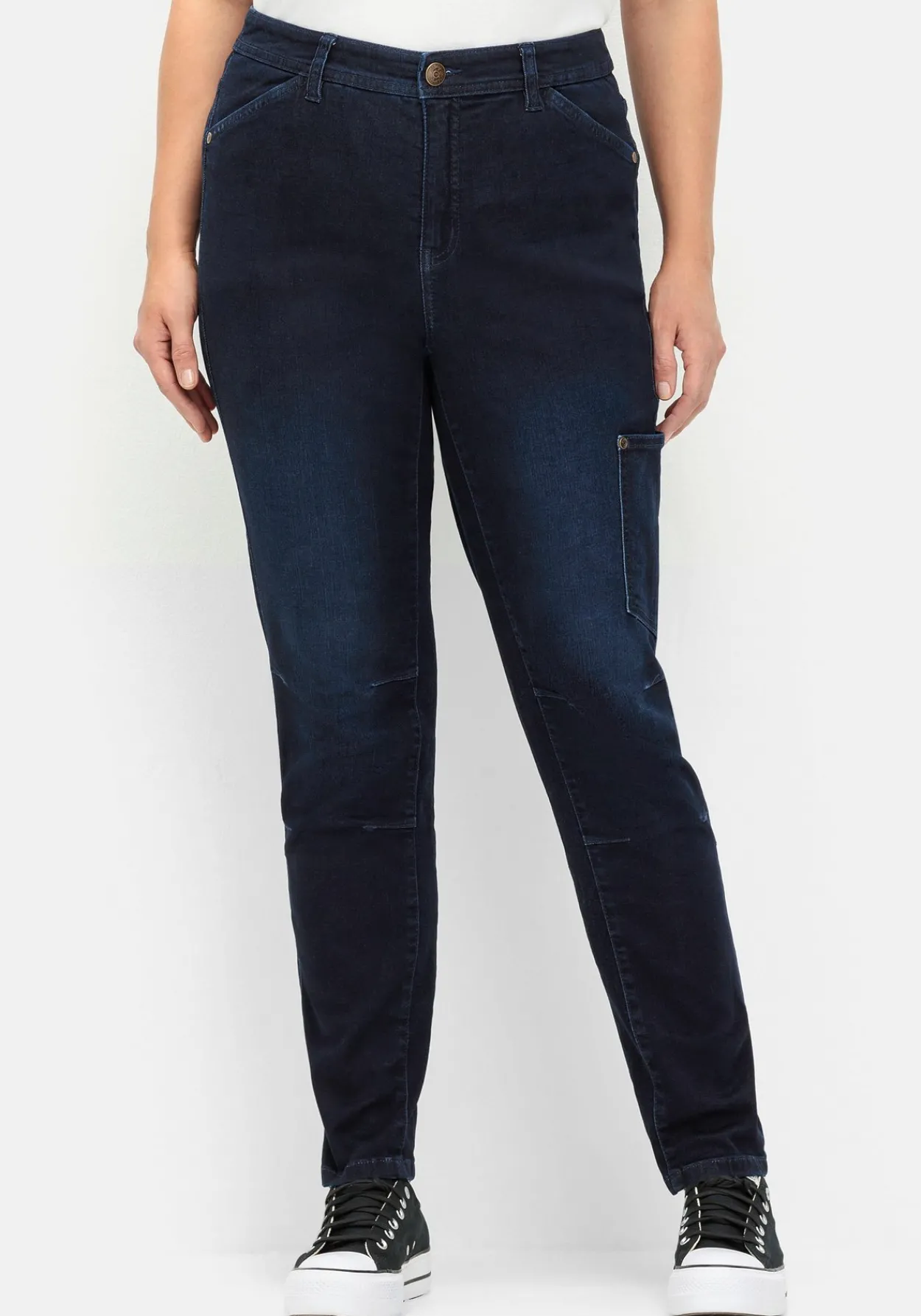 Schmale Cargo-Jeans mit Tasche seitlich am Bein<sheego New