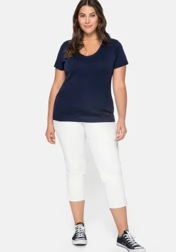 Schmale 7/8-Hose aus elastischem Baumwoll-Twill<sheego Hot