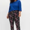 Schmale Hose mit Gummibund und Blumenprint<sheego Discount