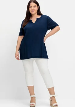 Schmale 7/8-Hose mit Gummibund, aus Twill<sheego Online