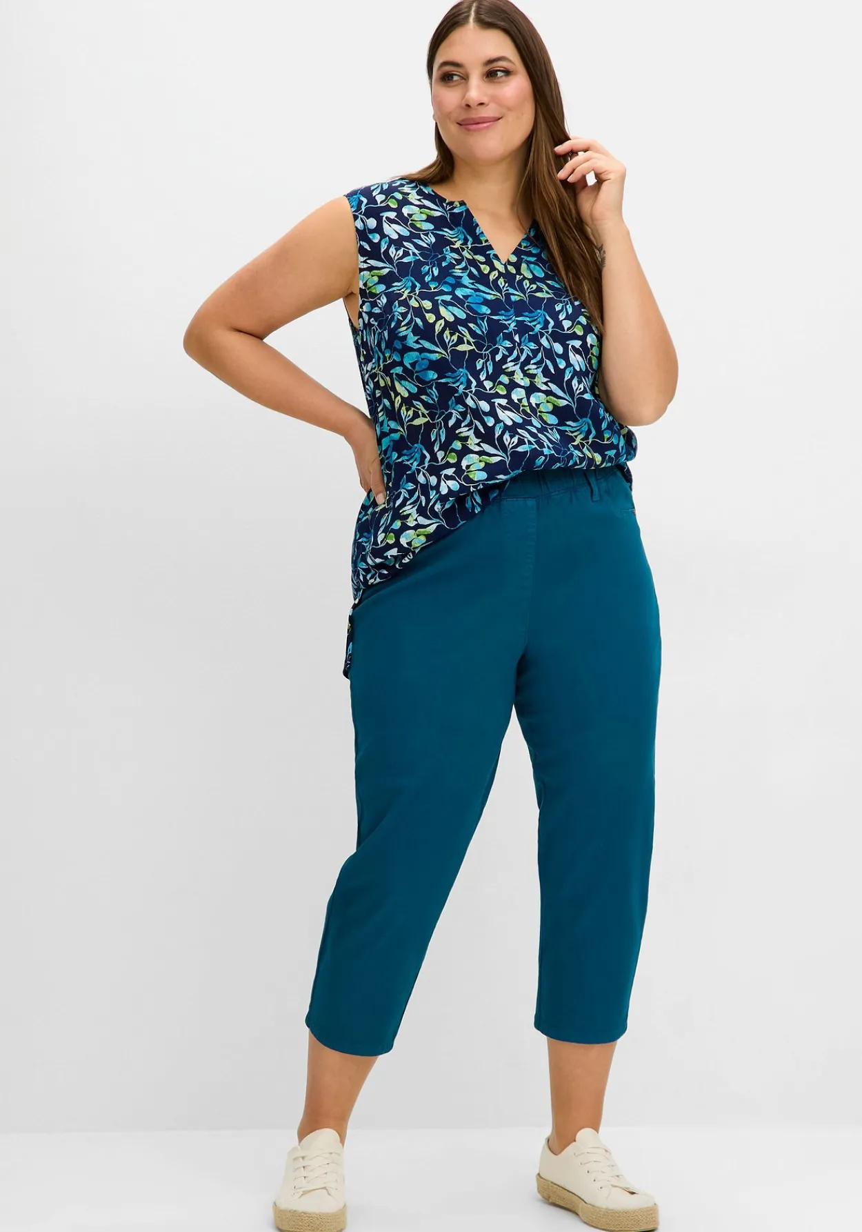 Schmale 7/8-Hose mit Gummibund, aus Twill<sheego Outlet