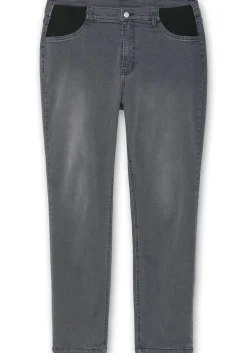 Schmale Jeans mit elastischen Kontrast-Einsätzen<sheego Sale
