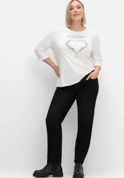Schmale Jeans mit Glitzer-Zierband am Bund<sheego Hot