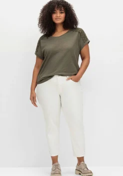 Schmale 7/8-Jeans mit Glitzersteinen am Saum<sheego Hot
