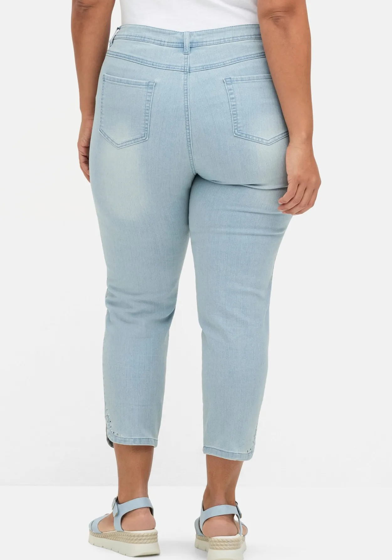 Schmale 7/8-Jeans mit Glitzersteinen am Saum<sheego Clearance
