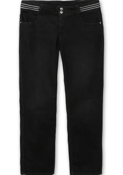 Schmale Jeans mit Glitzer-Zierband am Bund<sheego Hot