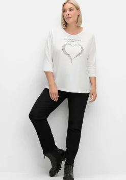 Schmale Jeans mit Glitzer-Zierband am Bund<sheego Hot