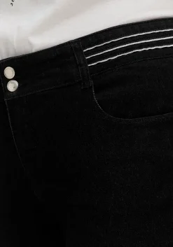 Schmale Jeans mit Glitzer-Zierband am Bund<sheego Hot