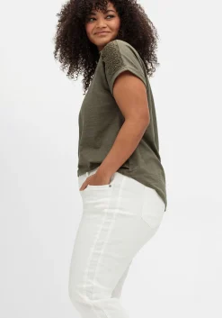 Schmale 7/8-Jeans mit Glitzersteinen am Saum<sheego Hot