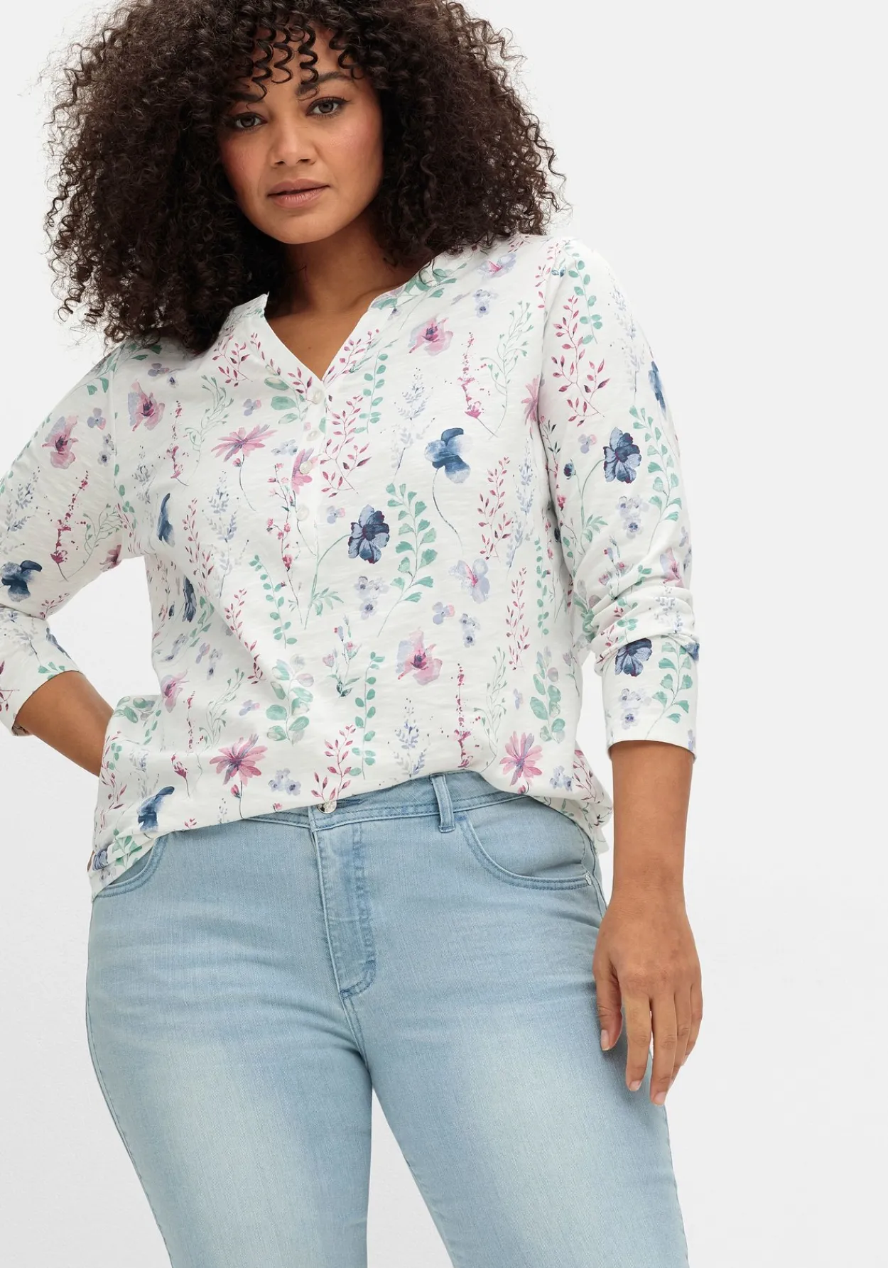Schmale 7/8-Jeans mit Glitzersteinen am Saum<sheego Clearance