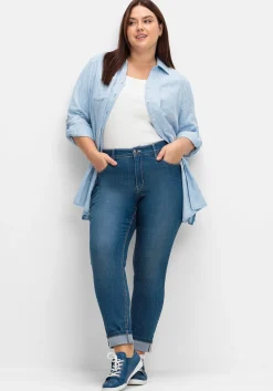 Schmale Jeans mit Kontrastnähten<sheego Fashion