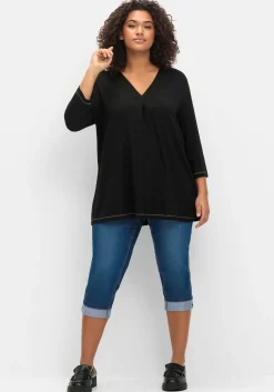 Schmale 7/8-Jeans mit Kontrasttape innen am Saum<sheego Clearance